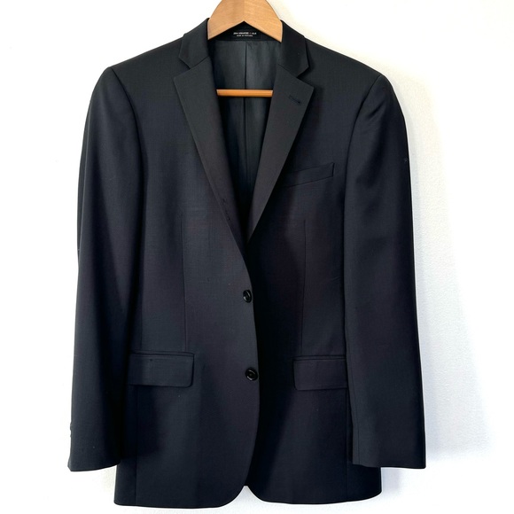 John Varvatos Blazer Coat Men’s 36R Two Button Jacket Black Wool Casual Suit - Picture 2 of 14